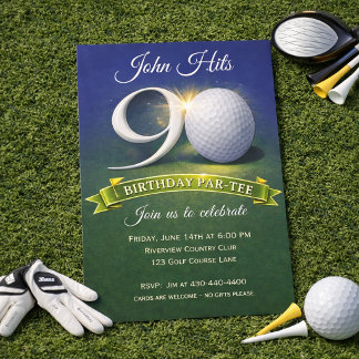 90th Birthday Golf Theme  Einladung