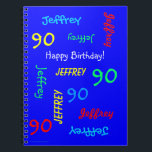 90th Birthday Party Blue Guest Book, Repeat Names Notizblock<br><div class="desc">What a wonderful, personalized spiral notebook Guest Book for a 90th birthday party or any other chance. Wir haben den Cover, Name and Age repeats in different fonts and primary colors, wir haben bright blue background. Easy to personalize - just CHANGE NAME, AGE, and CHANCE in ONE PLACE. Name up...</div>