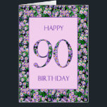 90th Birthday Purple Daisies<br><div class="desc">90th Birthday card for a lady who likes flowers. An elegant birthday card with a background of purple daisy flowers. This is the perfect card for a girl who loves anything floral or purple!</div>