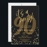 90th Fun Black and Gold Geburtstagsparty Einladung<br><div class="desc">Spaß Schwarz und Gold 90. Geburtstagsparty Einladung</div>