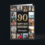 90th Happy Birthday Black and Gold Foto Collage Karte<br><div class="desc">90th Happy Birthday Black und Gold Foto Collage Geburtstagskarte. Für weitere Anpassungen klicken Sie bitte auf die Schaltfläche "Anpassen" und verwenden Sie unser Designwerkzeug,  um diese Vorlage zu ändern.</div>
