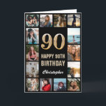 90th Happy Birthday Black and Gold Foto Collage Karte<br><div class="desc">90th Happy Birthday Black und Gold Foto Collage Geburtstagskarte. Für weitere Anpassungen klicken Sie bitte auf die Schaltfläche "Anpassen" und verwenden Sie unser Designwerkzeug,  um diese Vorlage zu ändern.</div>
