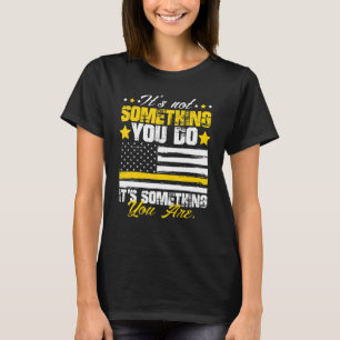 911 Amerikanische Flagge Dispatcher USA Dünne Gold T-Shirt