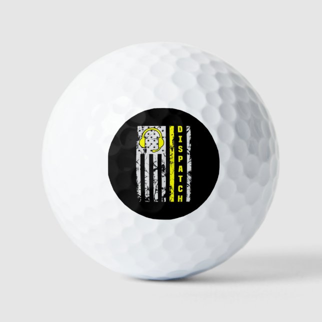 911 Dispatch Operator Thin Gold Line Dispatcher Golfball (Vorderseite)