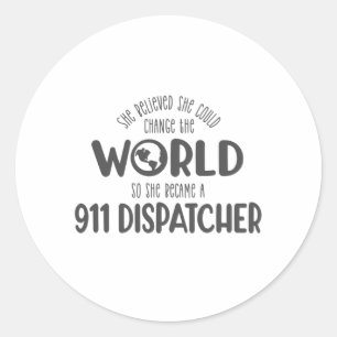 911 Dispatcher, Auskunftgeber, Polizei, dünne bla Runder Aufkleber