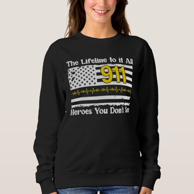911-Dispatcher Held US-Flag Notfall-Dispatcher Sweatshirt (Vorderseite)