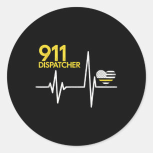 911-Dispatcher Herzschlag Polizei Dünne Flagge Pat Runder Aufkleber