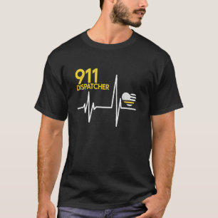 911-Dispatcher Herzschlag Polizei Dünne Flagge Pat T-Shirt