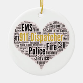 911 Dispatcher Mot Cloud Ornement en céramique