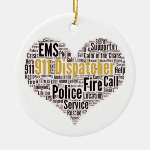 911 Dispatcher Mot Cloud Ornement en céramique