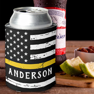 911 Dispatcher Personalized Thin Gold Line Flag Dosenkühler