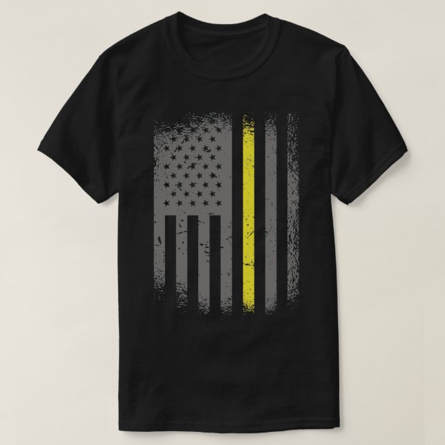 911 Dispatcher Thin Gold Line US-Flaggennotdienst T-Shirt (Design vorne)