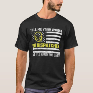 911 Dispatcher US-Flagge Thin Gold Line Emergency T-Shirt