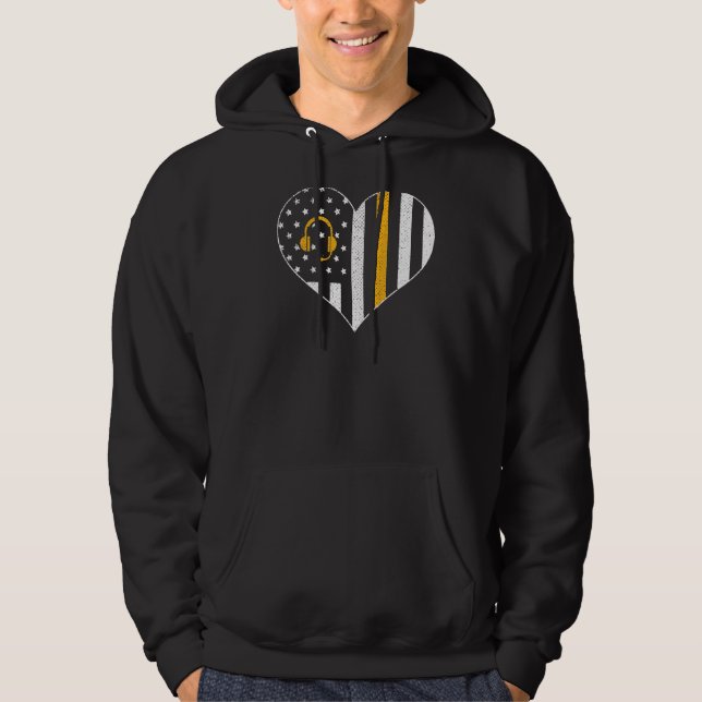 911 Dispatcher USA Flag Herz-Notfall-Rückführung Hoodie (Vorderseite)