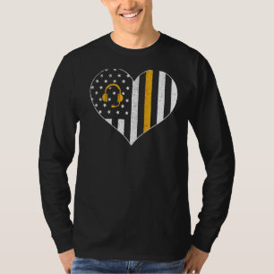 911 Dispatcher USA Flag Herz-Notfall-Rückführung T-Shirt