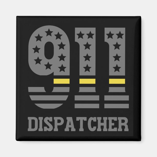 911 Dispatcher USA Flag Thin Yellow Line Emergency Magnet (Vorne)