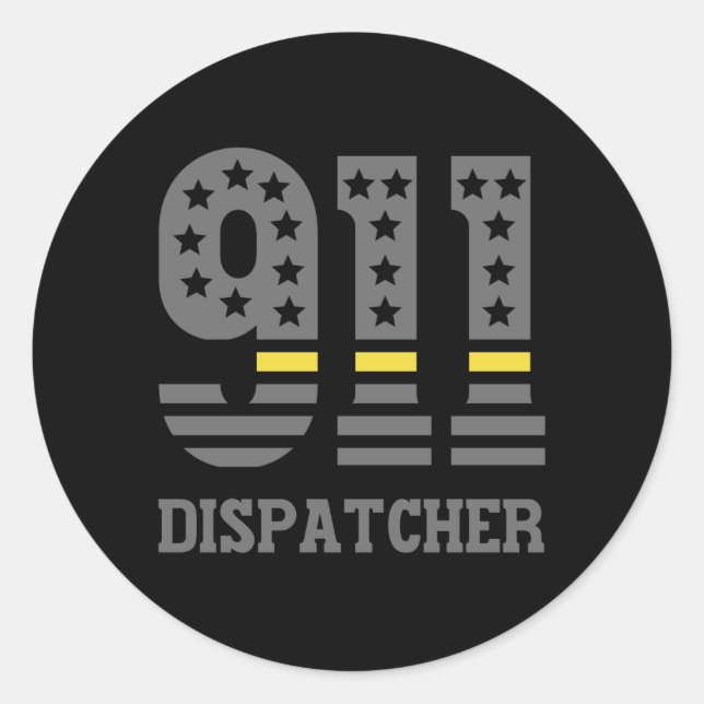 911 Dispatcher USA Flag Thin Yellow Line Emergency Runder Aufkleber (Vorderseite)