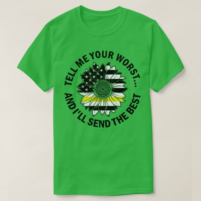911 Dispatcher Week Sunflower American Flag Thin G T-Shirt (Design vorne)