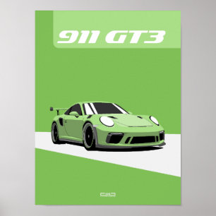 911 GT3 Poster - Green Track Car
