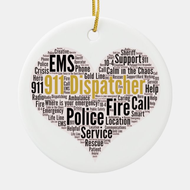 911 Keramik zum Versenden von Word Cloud Keramik Ornament (Vorne)