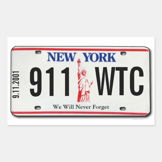 911 Memorial NY-Plate-Aufkleber 1 Rechteckiger Aufkleber (Vorderseite)