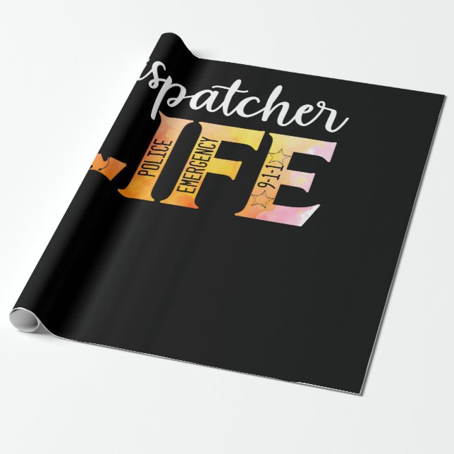 911 Police Emergency Dispatcher Life Gold Geschenkpapier (Ungerollt)