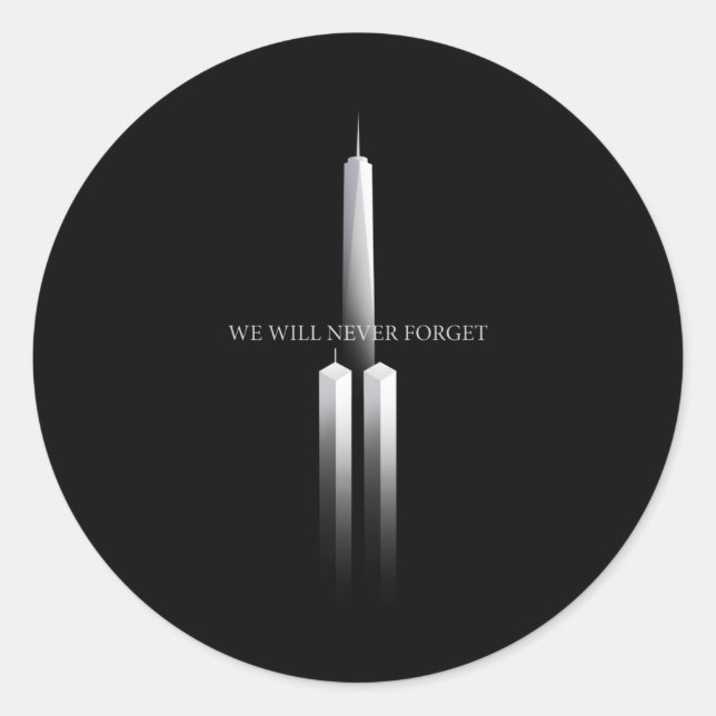 911 Wir werden nie die Zwillingstürme vergessen Runder Aufkleber (Vorderseite)