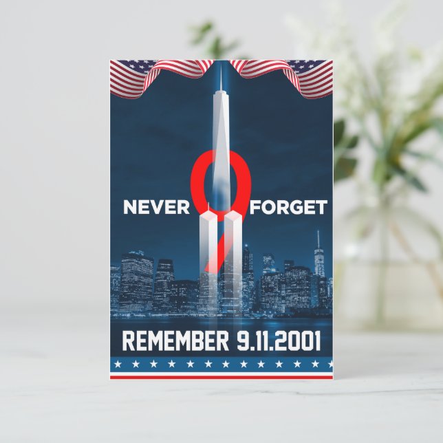 911 Wir werden niemals vergessen, uns an den 9.11. Dankeskarte (Stehend Vorderseite)