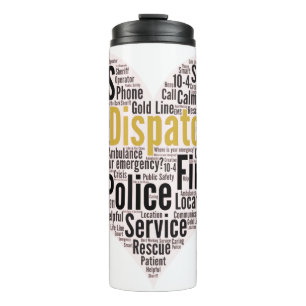 911 Word-Cloud für den Datenaustausch Thermosbecher