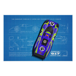 917 Hippie Car Blueprint Poster