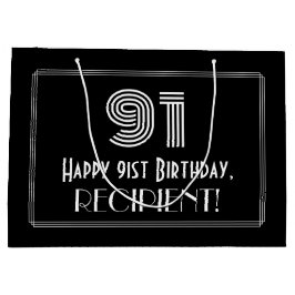 91. Geburtstag — Art Deco Inspiriert Look "91" & N Große Geschenktüte