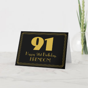 91. Geburtstag: Art Deco inspiriertes Aussehen "91 Karte