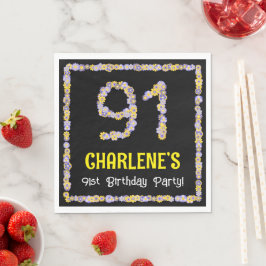 91. Geburtstag: Blumennummer, Individuelle Name, B Serviette