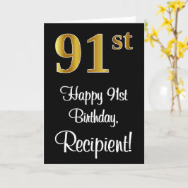 91. Geburtstag ~ Elegante Luxuriöse Imitate Gold L Karte