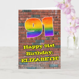 91. Geburtstag: Fun Graffiti-Inspiriert Regenbogen Karte