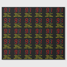 91. Geburtstag: Red Digital Clock Style "91" + Nam Geschenkpapier