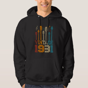 91. Geburtstag Vintag 1931 Gitarre Hoodie