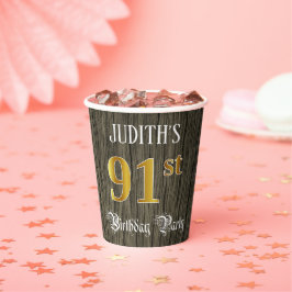 91. Geburtstagsparty - Imitate Gold & Imitate Wood Pappbecher