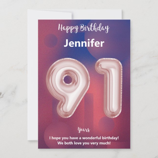 91 Jahre alte Happy Birthday Card (Vorderseite)