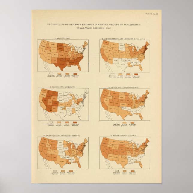 91 Proportions in occupations 1900 Poster (Vorne)