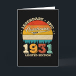 91 Year Old Awesome Since 1931 91st Birthday Gift Karte<br><div class="desc">Birthday Design For anyone who's horoscope say difficult & Stubborn But totally worth.Wear it with pride at work,  school gym perfect to pair with shorts,  leggings or jeans for a casual yet trendy Look</div>