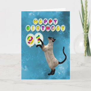 91e carte d'anniversaire avec chats siamois