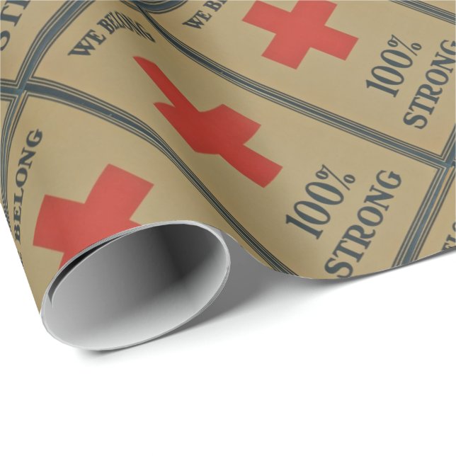 920 WWI rotes Kreuz " wir gehören starkes 100% " Geschenkpapier (Rolleneckpunkt)