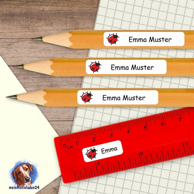 92 DIY Stifteaufkleber weiß - Marienkäfer Rechteckiger Aufkleber (92 DIY Stifteaufkleber zum selber ausschneiden - Motiv: Marienkäfer - weiß)