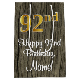 92. Geburtstag: Elegante Imitate Gold Look #, Imit Mittlere Geschenktüte