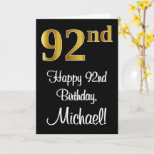 92. Geburtstag ~ Elegante Luxuriöse Imitats Gold L