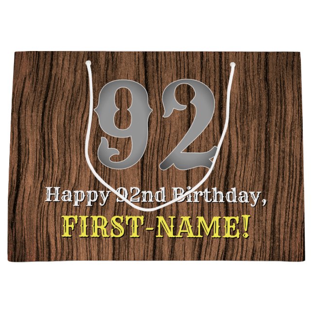 92. Geburtstag: Inspirierter Country Western Look, Große Geschenktüte (Vorderseite)