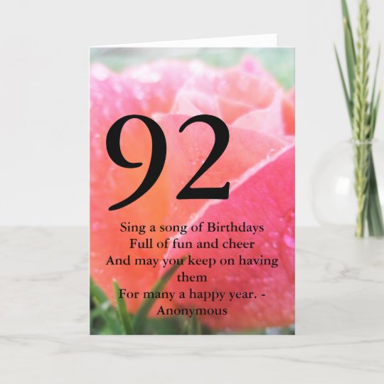 92. Geburtstag Karte Zazzle.ch
