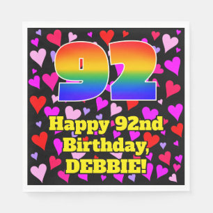 92. Geburtstag: Loving Hearts Pattern, Regenbogen  Serviette
