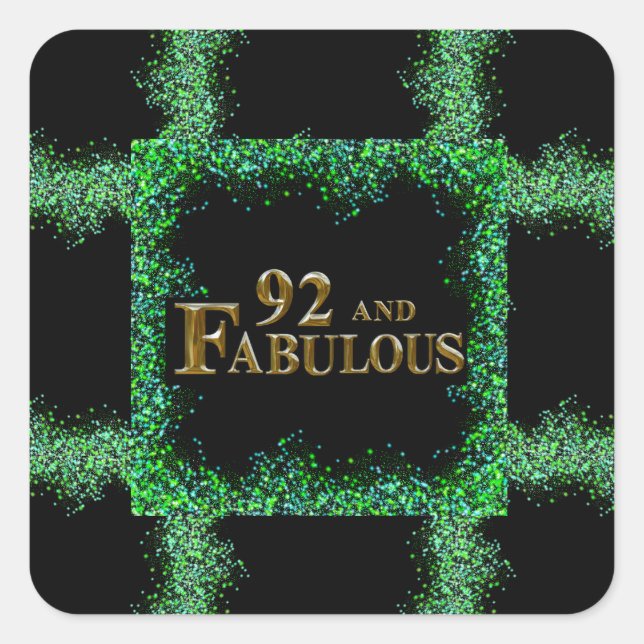 92. Geburtstag Quadratischer Aufkleber (Vorderseite)